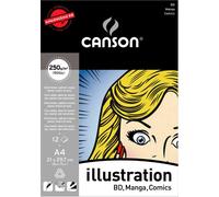 Canson Lot De 10 Blocs 12 Planches Bd 250g Lisses Format A4 (Bd Manga ..)