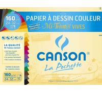 CANSON Lot de 10 Pochettes de 12 feuilles de papier dessin Mi-Teintes 320 x 240 mm 160g couleurs vives