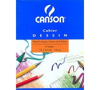 Cahier de dessin Canson 17x22 cm, 6 pages unies blanches
