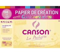 Canson-Infinity Pochette 12 feuilles papier création A4 150 g/m² couleurs vives assorties
