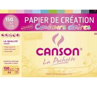 CANSON - Pochette 12 feuilles de papier création A4 - 150g/m² couleurs claires assorties