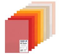 CANSON Mi-Teintes - Assortiment 10 feuilles de papier dessin A3 - 160g/m² - Tons chauds