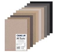 CANSON Mi-Teintes - Assortiment 10 feuilles de papier dessin A4 - 160g/m² - Nuances de gris