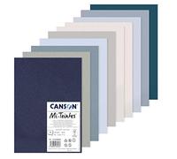 CANSON Mi-Teintes - Assortiment 10 feuilles de papier dessin A4 - 160g/m² - Tons froids