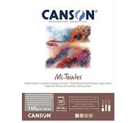 CANSON Mi-Teintes - Bloc 20 feuilles de papier dessin 24x32 - 160g/m² - Nuances de gris