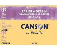 CANSON Mi-Teintes - Pochette 8 feuilles de papier dessin A3 - 160g/m² couleurs spécial pastellistes
