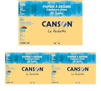CANSON Mi-Teintes - Pochette 8 feuilles de papier dessin A3-160g/m² couleurs vives (Lot de 3)