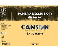 Papier dessin - A3 - 29,7x42cm - Canson - Mi-teintes - Noir - 160g - 8 feuilles