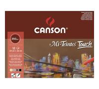 CANSON Mi-Teintes Touch - Bloc 12 feuilles de papier pastel 24x32 - 350g/m² - 4 couleurs assorties