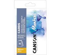 CANSON Montval - 16 cartes pour aquarelle A6 grain fin 300 g/m² Blanc