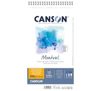 CANSON Montval - Album spiralé petit côté 12 feuilles papier aquarelle grain fin - 16 x 28.4cm - 300g/m²