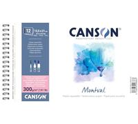 CANSON Montval - Album spiralé petit côté 12 feuilles papier aquarelle grain satin - 13.5 x 21cm - 300g/m²