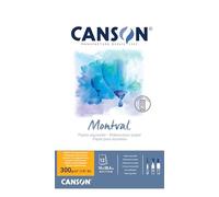 CANSON Montval - Bloc 12 feuilles papier aquarelle grain fin - 16 x 28.4cm - 300g/m², Blanc