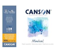CANSON Montval - Bloc 12 feuilles papier aquarelle grain fin - A2-300g/m², Blanc