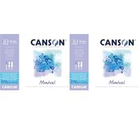 CANSON Montval - Bloc 12 feuilles papier aquarelle grain nuage - 18 x 25 cm - 270g/m² - Blanc (Lot de 2)