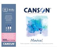 CANSON Montval - Bloc 12 feuilles papier aquarelle grain satin - 24 x 32cm - 300g/m²