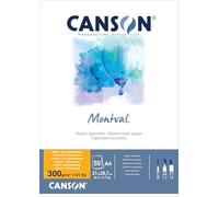 Canson-Infinity - Bloc collé papier aquarelle Montval A4 50 feuilles 300 g/m² grain fin blanc