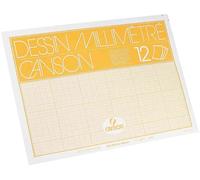 Canson Pochete 12 Feuilles Papier Millimétré Bleu A4 90 G