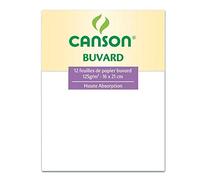 CANSON Pochette 12 Feuilles Buvard 125g 160 x 210 m Blanc
