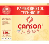 CANSON - Pochette 12 feuilles de papier bristol à dessin 24x32cm - 250g/m²