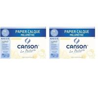 CANSON - Pochette 12 feuilles de papier calque millimétré bistre - A4-70g/m² (Lot de 2)