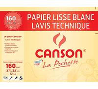 CANSON - Pochette 12 feuilles de papier dessin technique 24 x 32 cm - 160g/m²
