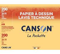 Papier Dessin Lavis Technique 200g 24x32 - Pochette De 12