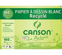 Canson Papier à dessin recyclé Pochette 8 feuilles A3 160 g/m² Blanc