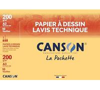 CANSON Pochette de 10 feuilles papier lisse dessin technique 200g A3 Blanc