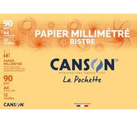 CANSON Pochette de 12 feuilles de papier millimétré Bistre A4 90 g