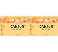 CANSON Pochette de 12 feuilles de papier millimétré Bistre A4 90 g (Lot de 2)