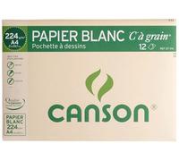 CANSON "C" à Grain - Pochette 12 feuilles de papier dessin blanc A4 - 224g/m²