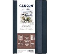 Canson Professional Book Lot de 40 feuilles de papier coloré double face grain nid d'abeille et grain fin, 160 g/m², couverture rigide, 14 x 21,6 cm, blanc, 40 feuilles