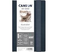 Canson Professional Book Lot de 40 feuilles de papier d'illustration, lisse, 200 g/m², couverture rigide, 14 x 21,6 cm, blanc, 40 feuilles