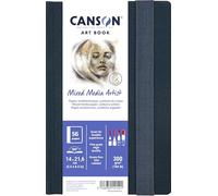 Canson Professional Book. Papier multitechnique, grain fin, 300 g/m². Cahier cousu. Couverture rigide, 14 x 21,6 cm, blanc, 28 feuilles