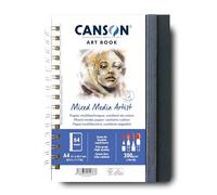 CANSON - Professional Book - Papier Multitechnique - Grain Fin - 300g/m² - Carnet Spiralé - A4-21x29-7cm - Blanc - 28 Feuilles