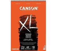 CANSON XL - Album spiralé 60 feuilles de papier croquis - Grain fin - A2 - 90g/m²