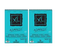 Canson XL Aquarelle Lot de 2 Albums de Papier spiralés petit côté 30 feuilles grain fin 300 g A4 Blanc