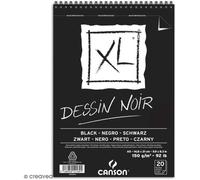 Canson XL Bloc A5 papier noir 150 g/m² - 20 feuilles micro-perforées, dos carton