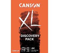 CANSON XL - Discovery Pack - Pochette 12 feuilles de dessin et croquis - Couverture rigide - 21x29.7 cm - Blanc