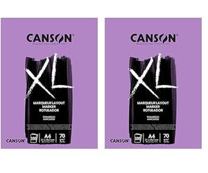 CANSON XL Marker - Bloc 100 feuilles de papier blanc semi-transparent A4 70g/m² (Lot de 2)