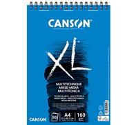 CANSON XL Mix Media - Album spiralé petit côté 30 feuilles - Grain léger - A4-160g/m² - Blanc
