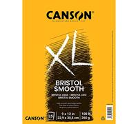 Canson XL Series Bristol Pad Papier épais pour encre, marqueur ou crayon, finition lisse, pliable, 45,4 kg, 22,9 x 30,5 cm, blanc brillant, 25 feuilles