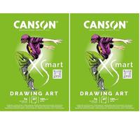 CANSON XSMART - Drawing Art - Bloc Papier dessin Blanc 40 Feuilles Double Face A4 21 x 29.7 cm - 150 g (Lot de 2)