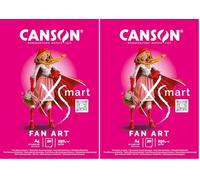 CANSON XSMART - Fan Art - Bloc Papier dessin Blanc 20 Feuilles A4 21 x 29.7 cm - 250 g (Lot de 2)