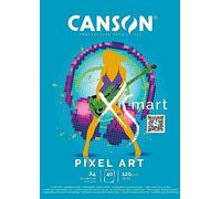 CANSON XSMART - Pixel Art - Bloc Papier dessin Blanc 40 Feuilles - Double Face A4 21 x 29.7 cm - 120 g