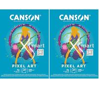 CANSON XSMART - Pixel Art - Bloc Papier dessin Blanc 40 Feuilles - Double Face A4 21 x 29.7 cm - 120 g (Lot de 2)