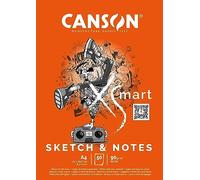 CANSON XSMART - Sketch Notes - Bloc Papier dessin Blanc 50 Feuilles A4 21 x 29.7 cm - 90 g