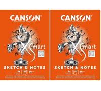 CANSON XSMART - Sketch Notes - Bloc Papier dessin Blanc 50 Feuilles A4 21 x 29.7 cm - 90 g (Lot de 2)