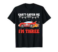 Can't Catch Me I'm Three 3rd Birthday Red Racing Car Boys T-Shirt